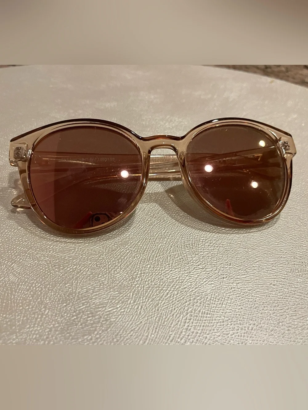 Le Specs Round Sunglasses with Pink Reflective Lenses and Translucent Pink Frame